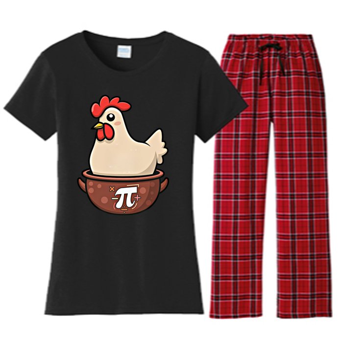 Chicken Pot Pi Funny Pie Day Cartoon Chicken Pot Pi Great Gift Women's Flannel Pajama Set