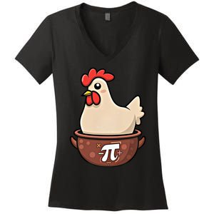 Chicken Pot Pi Funny Pie Day Cartoon Chicken Pot Pi Great Gift Women's V-Neck T-Shirt