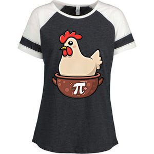 Chicken Pot Pi Funny Pie Day Cartoon Chicken Pot Pi Great Gift Enza Ladies Jersey Colorblock Tee