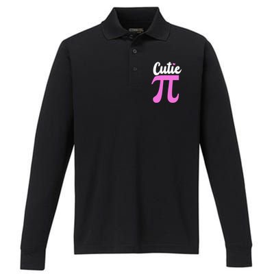 Cutie Pi Pi Day Heart Performance Long Sleeve Polo
