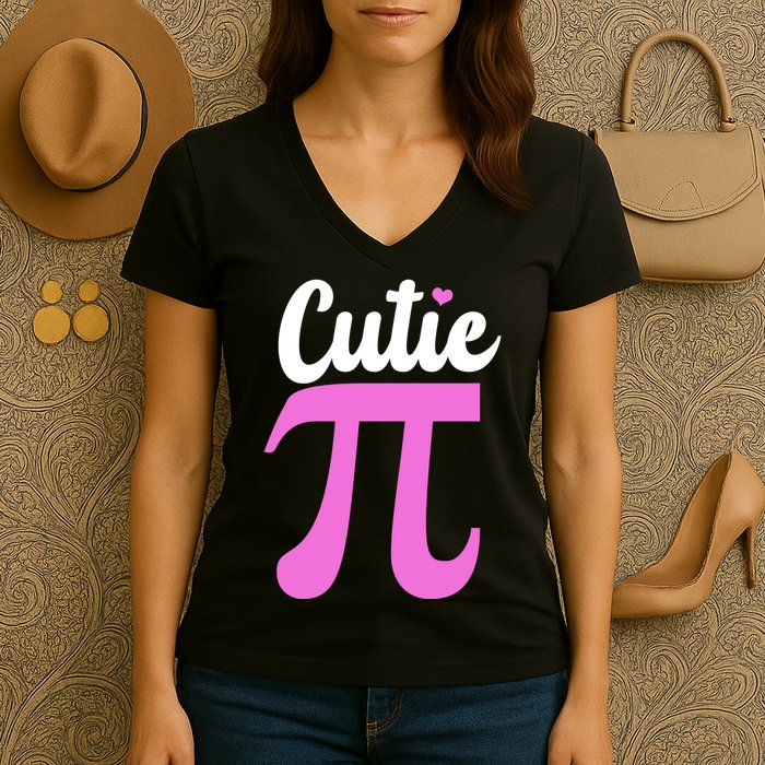 Cutie Pi Pi Day Heart Women's V-Neck T-Shirt