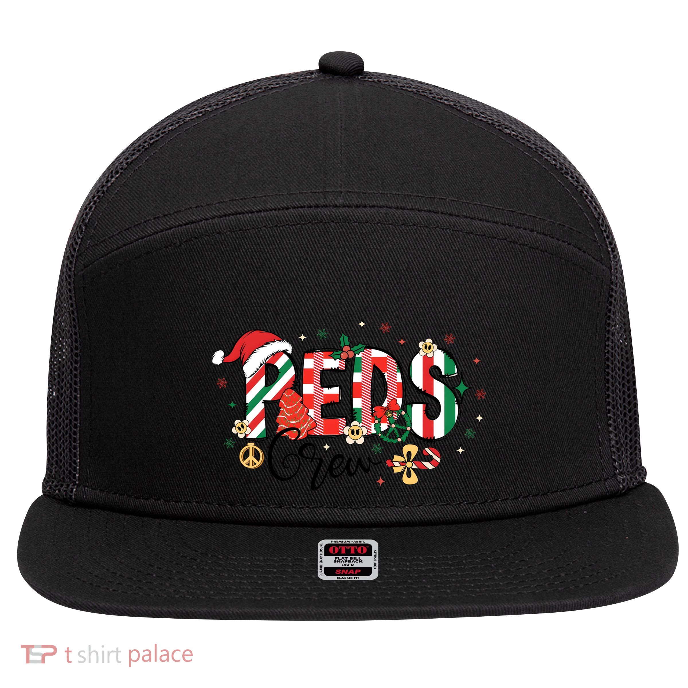 Christmas Peds Pediatrics Holiday Season 7 Panel Mesh Trucker Snapback Hat