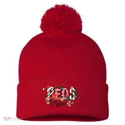 Christmas Peds Pediatrics Holiday Season Pom Pom 12in Knit Beanie
