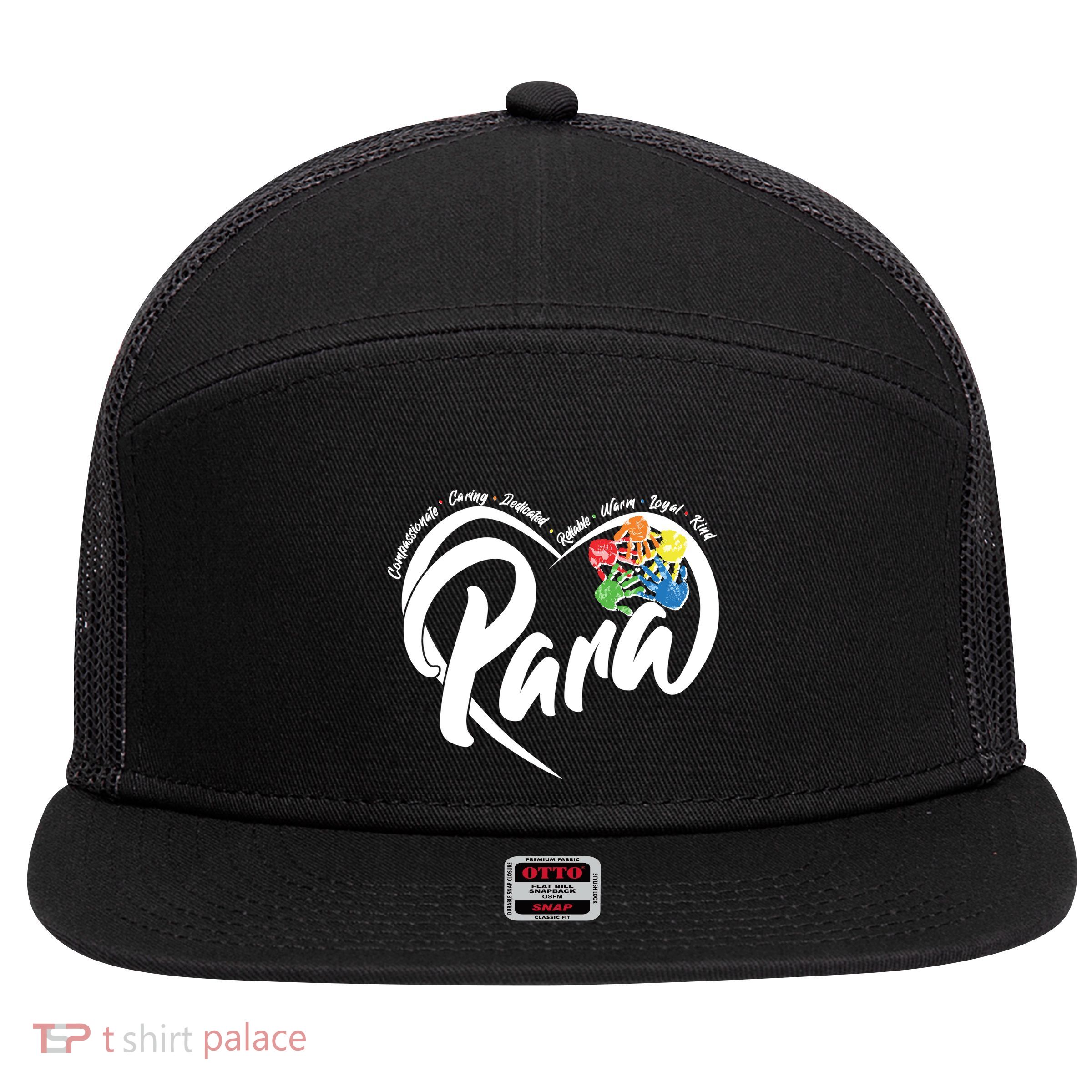 Cute Para Paraprofessional Teacher Heart 7 Panel Mesh Trucker Snapback Hat