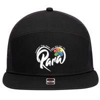 Cute Para Paraprofessional Teacher Heart 7 Panel Mesh Trucker Snapback Hat