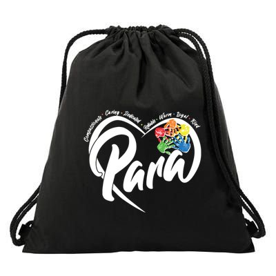 Cute Para Paraprofessional Teacher Heart Drawstring Bag
