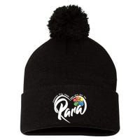 Cute Para Paraprofessional Teacher Heart Pom Pom 12in Knit Beanie