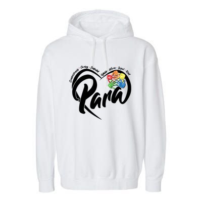 Cute Para Paraprofessional Teacher Heart Garment-Dyed Fleece Hoodie