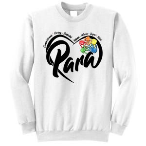 Cute Para Paraprofessional Teacher Heart Sweatshirt