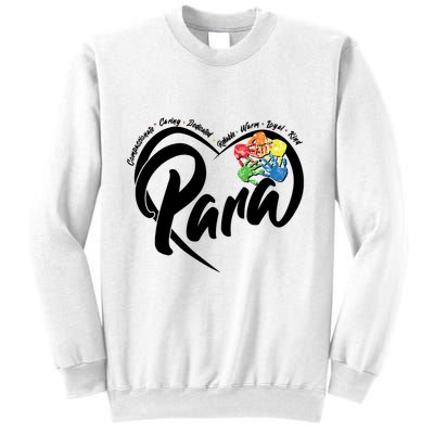 Cute Para Paraprofessional Teacher Heart Sweatshirt