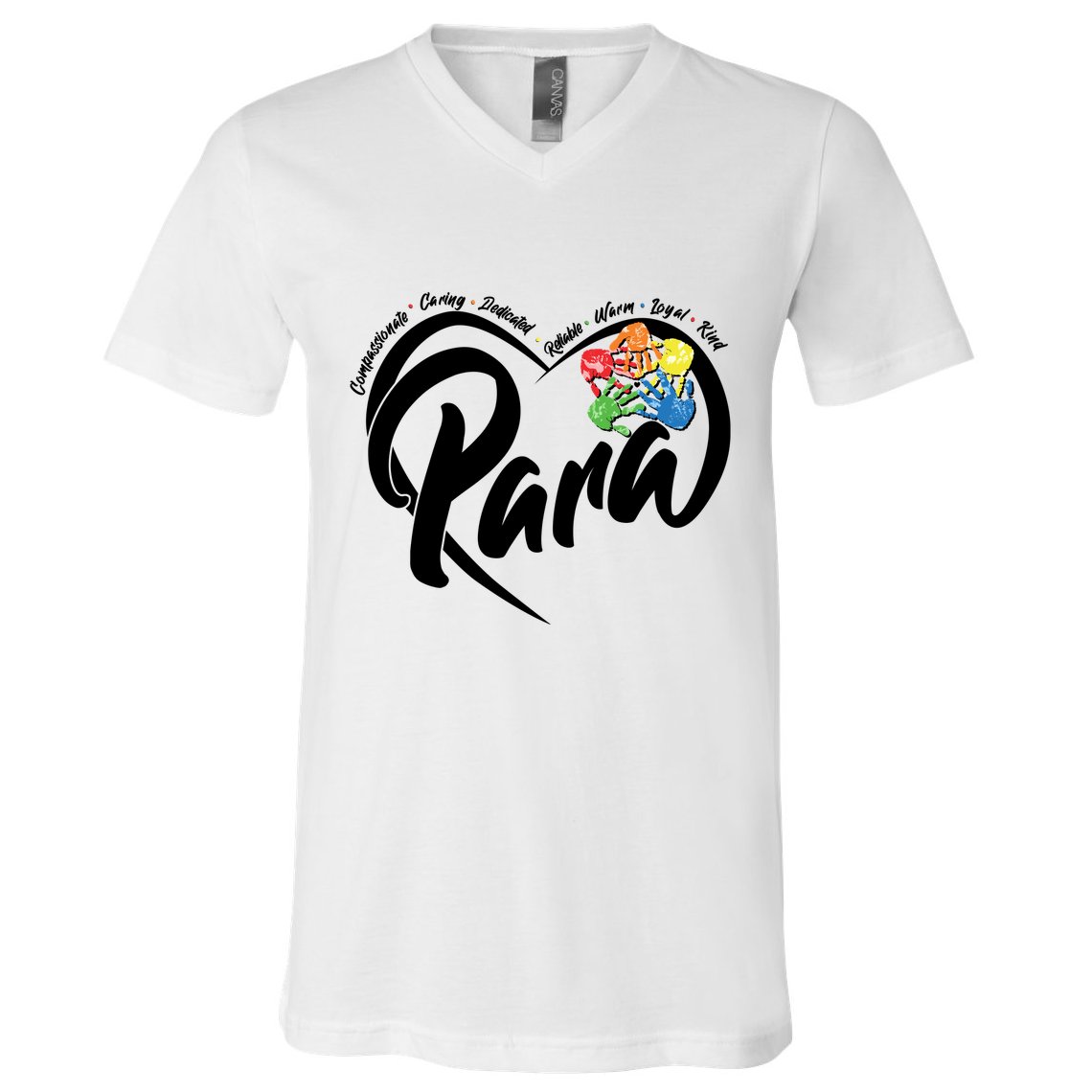 Cute Para Paraprofessional Teacher Heart V-Neck T-Shirt