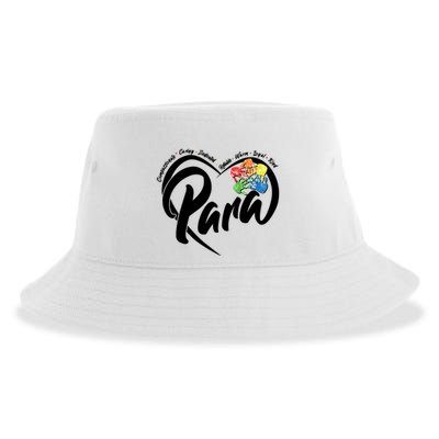 Cute Para Paraprofessional Teacher Heart Sustainable Bucket Hat