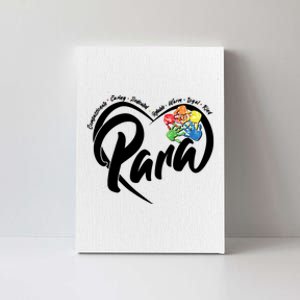 Cute Para Paraprofessional Teacher Heart Canvas