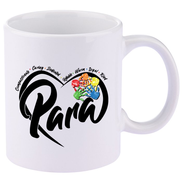 Cute Para Paraprofessional Teacher Heart 11oz C Handle Ceramic Mug