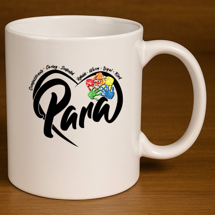 Cute Para Paraprofessional Teacher Heart 11oz C Handle Ceramic Mug