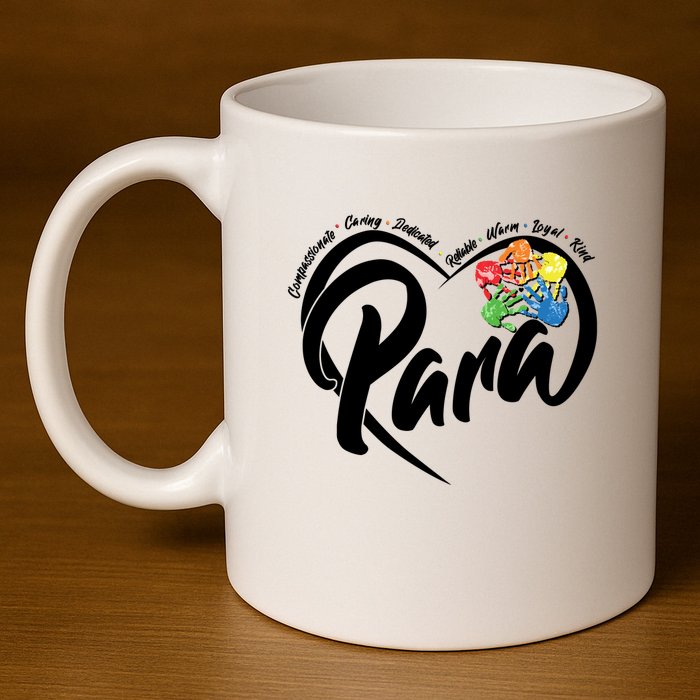 Cute Para Paraprofessional Teacher Heart 11oz C Handle Ceramic Mug