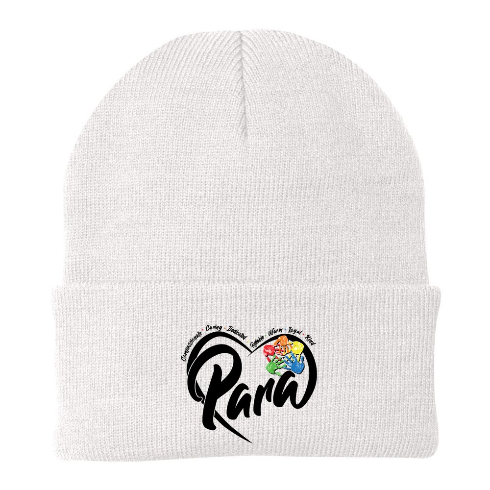 Cute Para Paraprofessional Teacher Heart Beanie