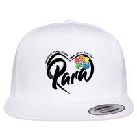 Cute Para Paraprofessional Teacher Heart Flatbill Hat