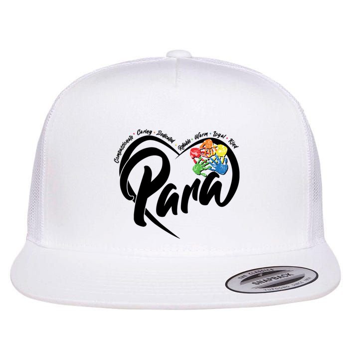 Cute Para Paraprofessional Teacher Heart Flatbill Hat