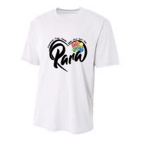 Cute Para Paraprofessional Teacher Heart Youth Performance Sprint T-Shirt