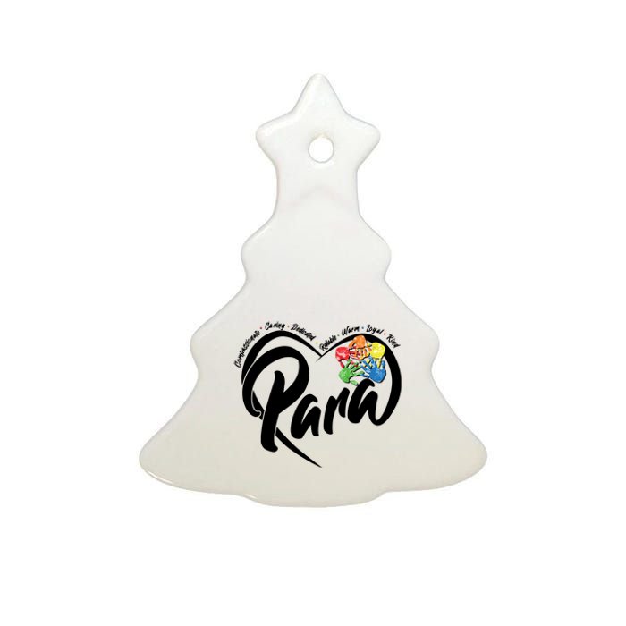 Cute Para Paraprofessional Teacher Heart Ceramic Tree Ornament