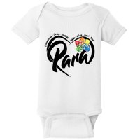 Cute Para Paraprofessional Teacher Heart Baby Bodysuit