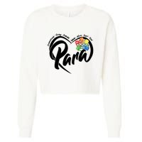Cute Para Paraprofessional Teacher Heart Cropped Pullover Crew