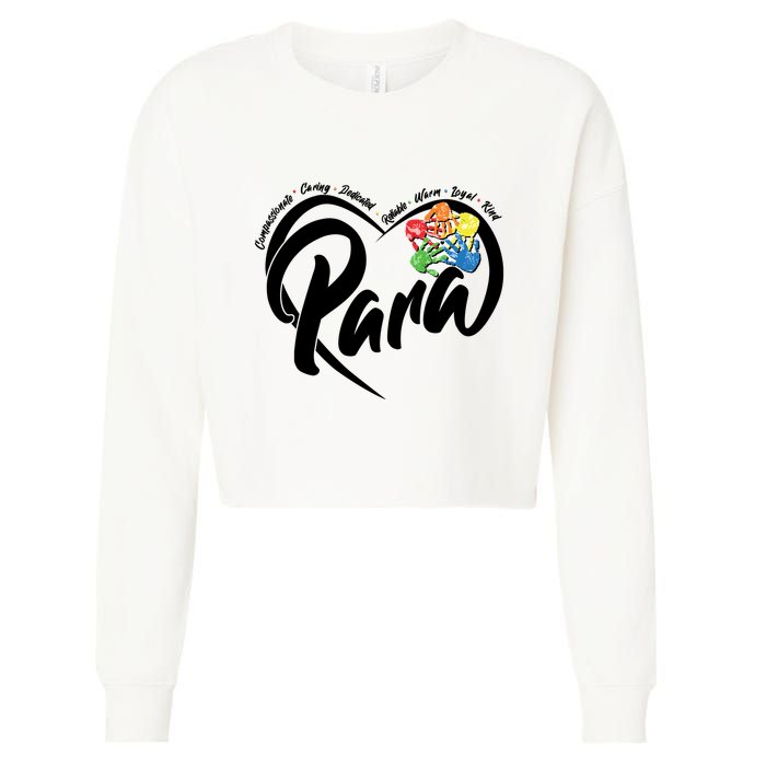 Cute Para Paraprofessional Teacher Heart Cropped Pullover Crew