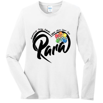 Cute Para Paraprofessional Teacher Heart Ladies Long Sleeve Shirt