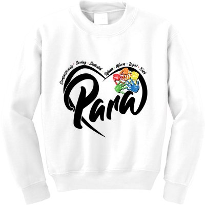 Cute Para Paraprofessional Teacher Heart Kids Sweatshirt