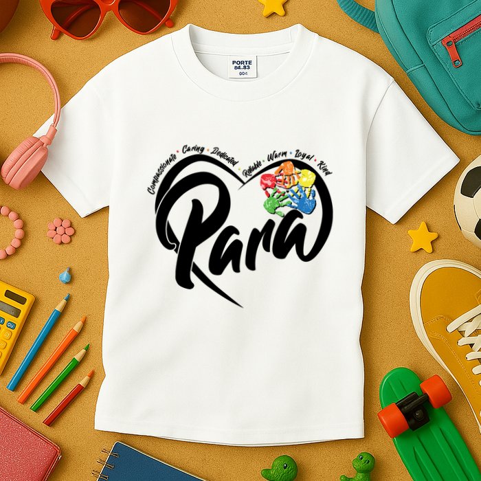 Cute Para Paraprofessional Teacher Heart Kids T-Shirt