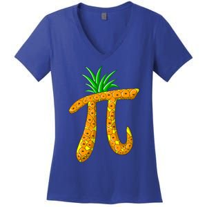 Cool Pi Pineapple Day Funny Mathematics Professor Fruit Gift Women's V-Neck T-Shirt