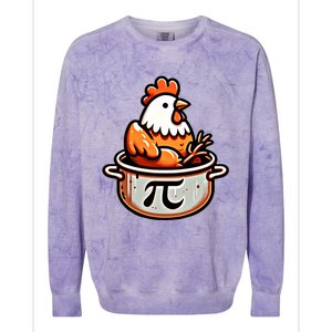 Chicken Pot Pie Funny Math Pun Chicken Pot Pi Day Gift Colorblast Crewneck Sweatshirt