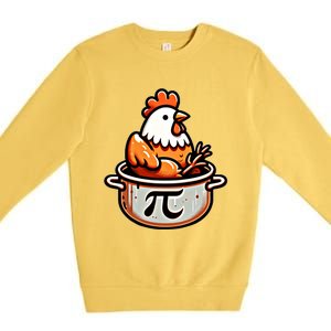 Chicken Pot Pie Funny Math Pun Chicken Pot Pi Day Gift Premium Crewneck Sweatshirt