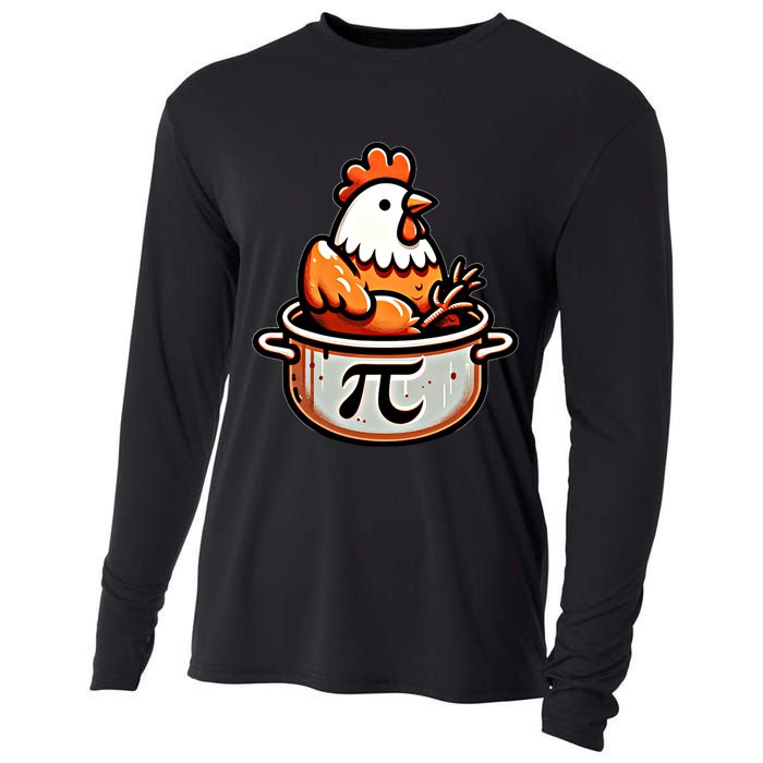 Chicken Pot Pie Funny Math Pun Chicken Pot Pi Day Gift Cooling Performance Long Sleeve Crew