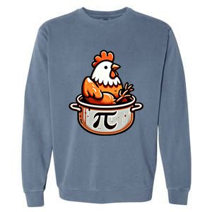 Chicken Pot Pie Funny Math Pun Chicken Pot Pi Day Gift Garment-Dyed Sweatshirt