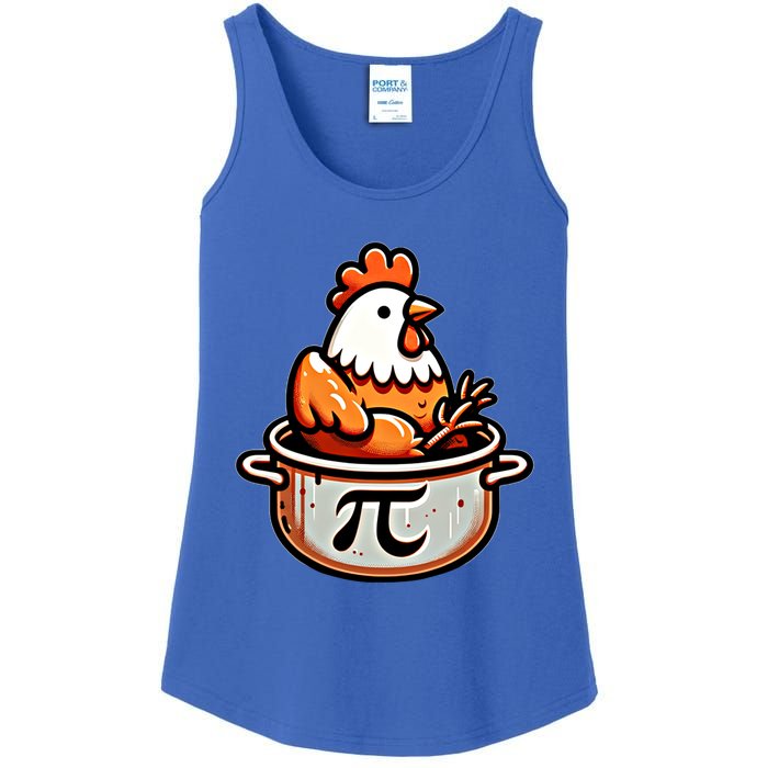 Chicken Pot Pie Funny Math Pun Chicken Pot Pi Day Gift Ladies Essential Tank