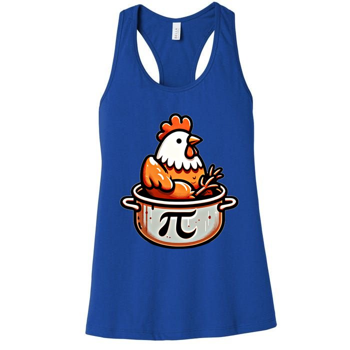 Chicken Pot Pie Funny Math Pun Chicken Pot Pi Day Gift Women's Racerback Tank