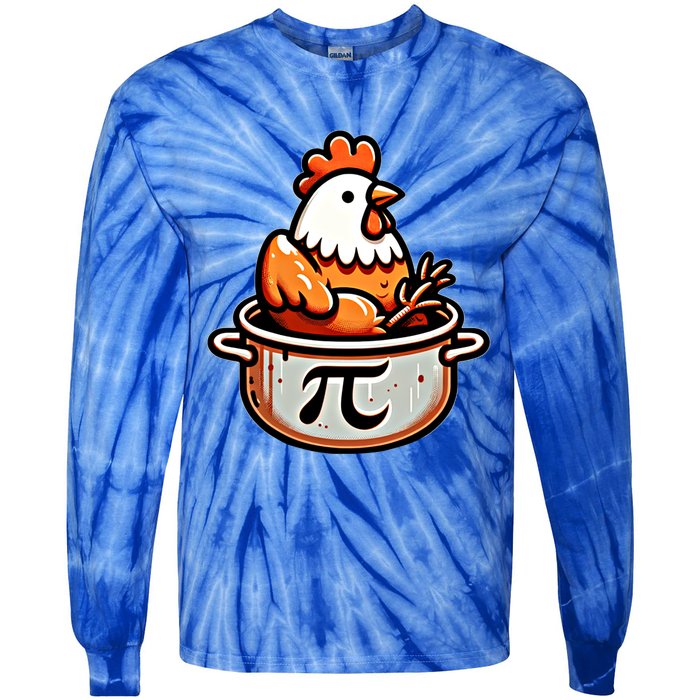 Chicken Pot Pie Funny Math Pun Chicken Pot Pi Day Gift Tie-Dye Long Sleeve Shirt