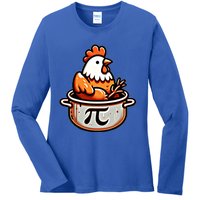 Chicken Pot Pie Funny Math Pun Chicken Pot Pi Day Gift Ladies Long Sleeve Shirt