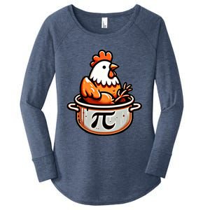 Chicken Pot Pie Funny Math Pun Chicken Pot Pi Day Gift Women's Perfect Tri Tunic Long Sleeve Shirt