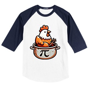 Chicken Pot Pie Funny Math Pun Chicken Pot Pi Day Gift Baseball Sleeve Shirt