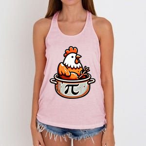 Chicken Pot Pie Funny Math Pun Chicken Pot Pi Day Gift Women's Knotted Racerback Tank