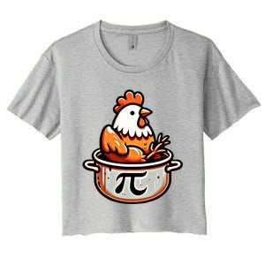 Chicken Pot Pie Funny Math Pun Chicken Pot Pi Day Gift Women's Crop Top Tee