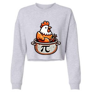 Chicken Pot Pie Funny Math Pun Chicken Pot Pi Day Gift Cropped Pullover Crew