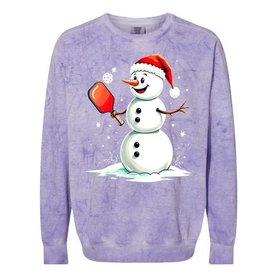 Christmas Pickleball Player Funny Pickleball Snowman Xmas Gift Colorblast Crewneck Sweatshirt