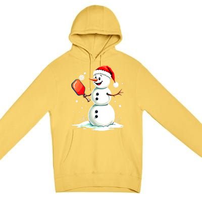 Christmas Pickleball Player Funny Pickleball Snowman Xmas Gift Premium Pullover Hoodie