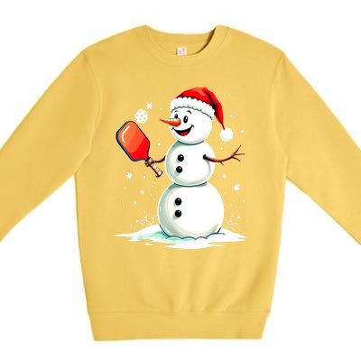 Christmas Pickleball Player Funny Pickleball Snowman Xmas Gift Premium Crewneck Sweatshirt