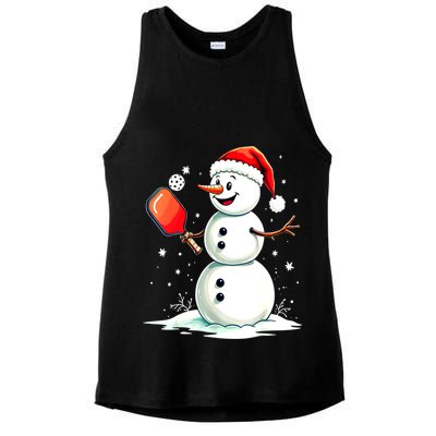 Christmas Pickleball Player Funny Pickleball Snowman Xmas Gift Ladies PosiCharge Tri-Blend Wicking Tank