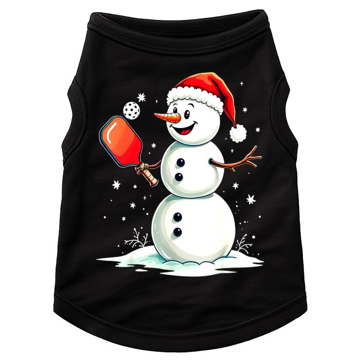 Christmas Pickleball Player Funny Pickleball Snowman Xmas Gift Doggie Tank